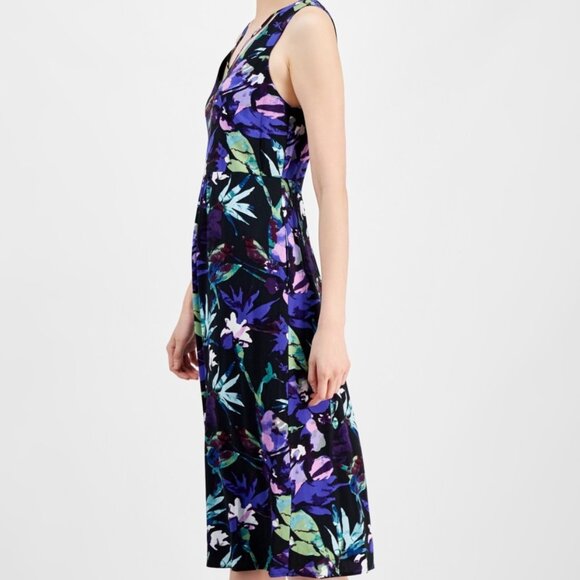 Connected Women's Strappy V-Neck Floral Midi Dress – Violet – NWT Size 6 - Picture 3 of 5